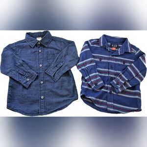 Bundle of 2 Little Boys' Button-Up Shirts – Size 2T & 18-24M - EUC